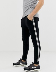 Черные джоггеры скинни с полосками по бокам ASOS DESIGN - Черный