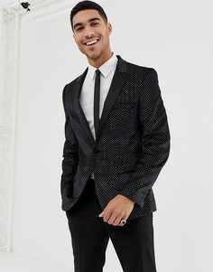 Черный приталенный бархатный блейзер с блестками ASOS DESIGN - Черный