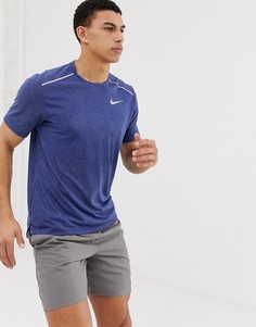 Синяя дышащая футболка Nike Running - Серый