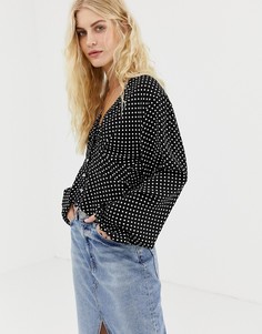 Блузка в горошек Free People Love Street - Черный