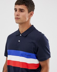 Футболка-поло с полосками Jack & Jones Originals - Темно-синий