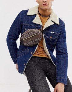 Коричневая сумка-кошелек на пояс из искусственной кожи с принтом ASOS DESIGN - Коричневый