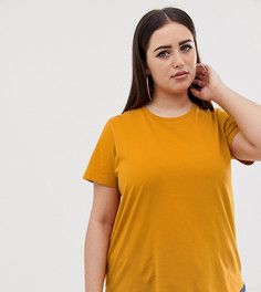 Футболка горчичного цвета с круглым вырезом ASOS DESIGN Curve - Оранжевый