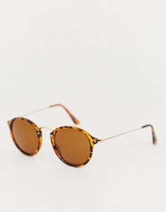 Круглые солнцезащитные очки в черепаховой оправе Jeepers Peepers - Коричневый