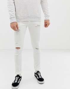 Белые джинсы скинни с заплатками Jack & Jones - Белый