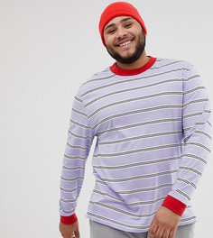 Сиреневый свободный лонгслив из органического хлопка в полоску ASOS DESIGN Plus - Фиолетовый