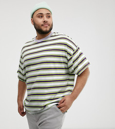 Полосатая oversize-футболка из органического хлопка в стиле ретро ASOS DESIGN Plus - Белый