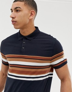 Темно-синее поло в полоску New Look - Темно-синий