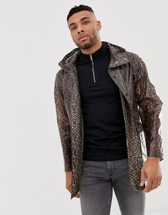 Прозрачная куртка на молнии с леопардовым принтом ASOS DESIGN - Коричневый
