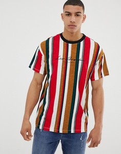 Oversize-футболка в вертикальную полоску с принтом LA от New Look - Красный