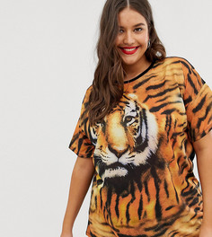 Oversize-футболка с фотопринтом тигра ASOS DESIGN Curve - Мульти