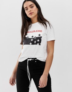 Футболка со звездочками и логотипом Calvin Klein Jeans - Белый
