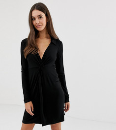 Платье-рубашка с перекрученной отделкой ASOS DESIGN Tall - Черный