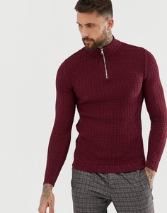 Бордовый фактурный обтягивающий джемпер ASOS DESIGN - Красный