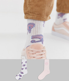 Набор спортивных носков с рисунком ASOS DESIGN - 2 пары - Розовый