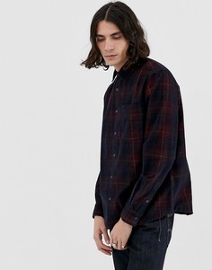 Бордовая вельветовая рубашка в клетку Pull&Bear - Красный