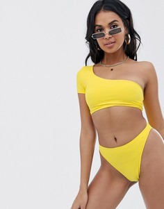 Желтый бикини-топ на одно плечо Boohoo - Желтый