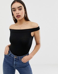 Черное боди с короткими рукавами и открытыми плечами ASOS DESIGN - Черный
