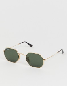 Солнцезащитные шестиугольные очки Ray-Ban 0RB3556N - Золотой