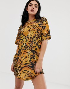 Платье-футболка со звериным принтом ASOS DESIGN Ultimate - Мульти