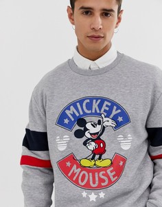 Серый свитшот с принтом Pull&Bear Mickey Mouse - Серый