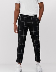 Черные зауженные брюки в клетку Bershka - Черный