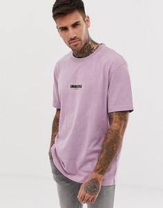 Розовая свободная футболка с принтом на груди и на спине Bershka Join Life - Розовый