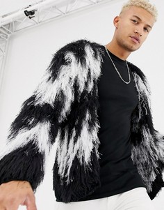 Кардиган из плотного материала с черно-белой бахромой ASOS DESIGN - Черный