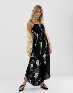 Платье миди с цветочным принтом Free People Beau - Черный