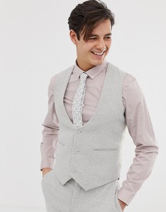 Серый саржевый облегающий жилет ASOS DESIGN wedding - Серый