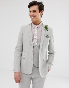 Серый саржевый облегающий пиджак ASOS DESIGN wedding - Серый