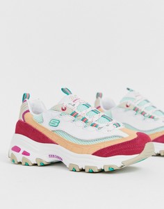 Бело-розовые массивные кроссовки Skechers - Мульти
