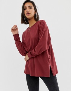 Бордовый свободный лонгслив из органического хлопка ASOS DESIGN - Красный