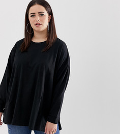 Черный свободный лонгслив из органического хлопка ASOS DESIGN Curve - Черный