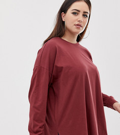 Бордовый oversize-лонгслив из органического хлопка ASOS DESIGN Curve - Красный