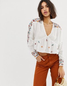 Блузка с вышивкой Free People - Белый