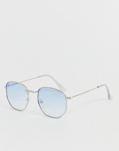 Круглые солнцезащитные очки с голубыми стеклами Jeepers Peepers - Серебряный