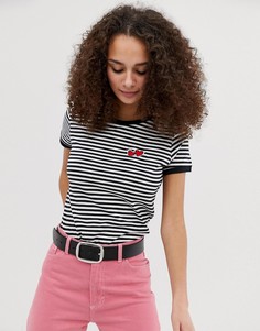 Футболка в полоску с эмблемой в виде сердца Brave Soul - Черный