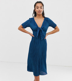 Плиссированное чайное платье ASOS DESIGN Petite - Синий