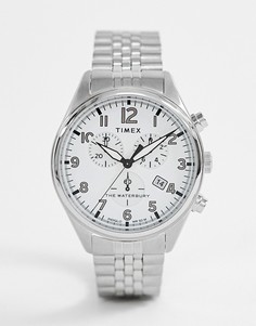 Серебристые часы-хронограф Timex Waterbury - Серебряный