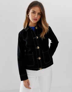 Черная куртка в стиле милитари с контрастными швами New Look - Черный