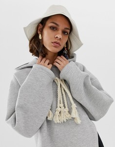 Широкополая панама с добавлением льна ASOS DESIGN - Кремовый