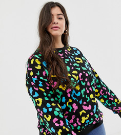 Свитшот с ярким анималистичным принтом ASOS DESIGN Curve - Черный
