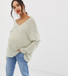 Oversize-футболка в полоску с V-образными вырезами ASOS DESIGN Maternity - Мульти