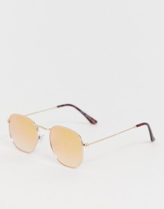 Солнцезащитные очки в золотистой оправе River Island - Золотой