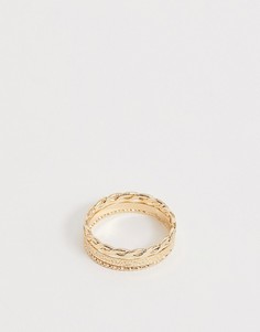 Золотистое винтажное кольцо в виде плоской цепочки ASOS DESIGN - Золотой