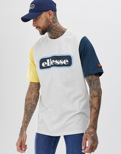 Светло-серая меланжевая контрастная oversize-футболка с логотипом ellesse Mirro - Серый
