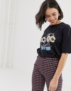 Черная футболка с принтом ACDC Pull&Bear - Черный