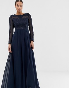 Платье макси с длинными рукавами AX Paris - Темно-синий