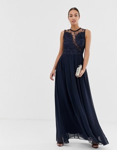 Платье макси с высоким воротом AX Paris - Темно-синий